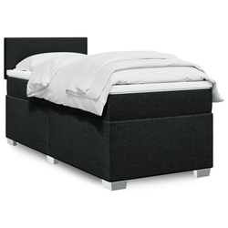 vidaXL Box spring postelja z vzmetnico črna 90x200 cm blago