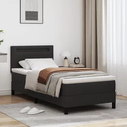 vidaXL Box Spring postelja z vzmetnico črna 90x200 cm umetno usnje