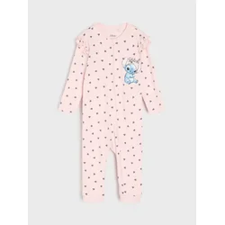 Sinsay - Pamučni zeka sa vezenim natpisom i ukrasnim volanima Stitch - pastelno roze