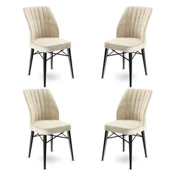 Hanah Home Set 4 trpezarijske stolice Flex Krem-Crni