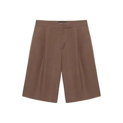 Pull&Bear Hlače z naborki čokolada