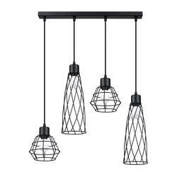 Sollux SL.1167 - Luster na sajli SUBA 4xE27/15W/230V crna
