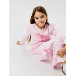 Sinsay - Pamučne wide leg pantalone sa bočnim prugama Barbie - pastelno roze