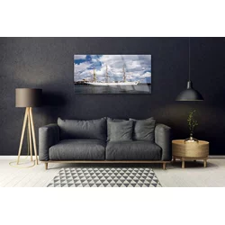 tulup.si Steklena slika Boat vode landscape 120x60 cm 4 obešalnika