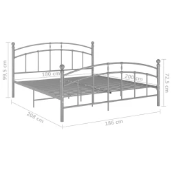 VIDAXL Posteljni okvir siv kovinski 180x200 cm