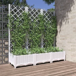 Vrtna žardinjera s rešetkom bijela 120x40x121,5 cm PP