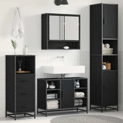 Set namještaja za kupaonicu 3 pcs Crni hrast Konstruirano drvo