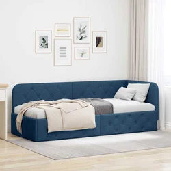 Vidaxl Kotna postelja z vzglavjem Modra 80 x 200 cm blago