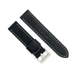 Kožni kaiš Diloy 22mm DIL398.1.22 Crni sa belim štepom