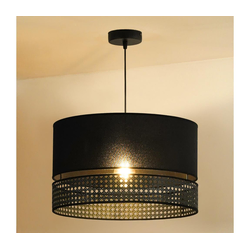Duolla - Luster na sajli DOUBLE RATTAN 1xE27/15W/230V prečnik 40 cm crna