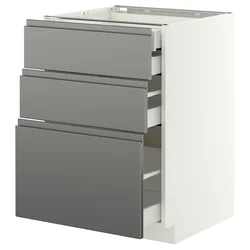 METOD / MAXIMERA Pod.elem.3front/2dnj/1srd/1vis.fiok, bela/Voxtorp im. nerđajućeg čelika, 60x60 cm