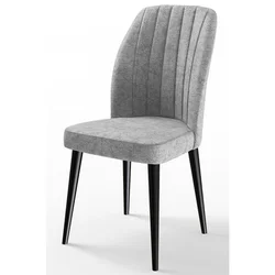 Hanah Home set trpezarijskih stolica Etra 2 kom, siva tkanina Jerry, crne drvene noge
