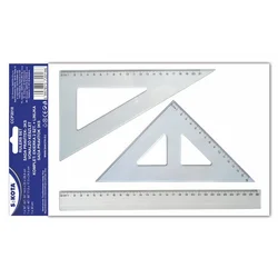Ravnilo, komplet, plastično, 3-delno, SAKOTA, 3-delno