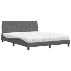 Vidaxl Postelja z vzmetnico Hanko temno siva 160x200 cm blago