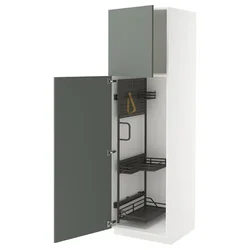 METOD Visoki element-ostava, bela/Nickebo mat sivozelena, 60x60x200 cm