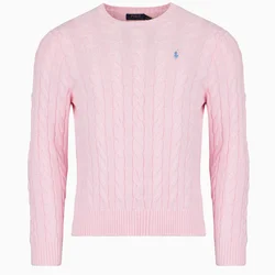 Polo Ralph Lauren PULL COL ROND EN MAILLE TORSADEE Rožnata