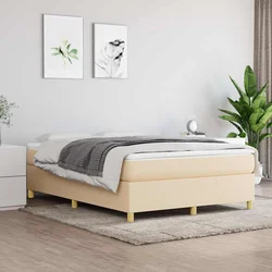 Vidaxl Box spring postelja z vzmetnico krem 140x200 cm blago