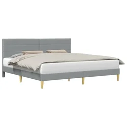 Vidaxl Konstrukcija postelje Svetlo siva 200 x 200 cm Blago