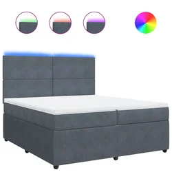 Vidaxl Box spring postelja z vzmetnico temno siva 200x200 cm žamet