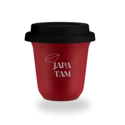 shumee 80 ml rdeč vrček Japa tam s črnim pokrovom