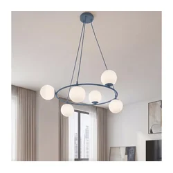 Luster na sajli AZURA 6xE14/10W/230V plava/bela