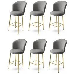 Hanah Home Set barskih stolica Alte, 6 komada, Sivo-zlatni