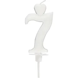 Sveča v obliki srca številka 7 bela 6 5 cm