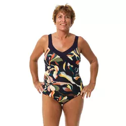 NABAIJI jednodijelni ženski kupaći kostim za aquafitness KARLI FLO, plavo-narančasti