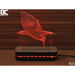 Black Cut 3D Lampa Ajkula, Crvena