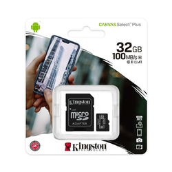 Kingston Memorijska kartica 32GB microSDHC sa SD adapterom SDCS2/32GB - A1, Class 10, Canvas Select Plus, Brzina čitanja 100 MB/s
