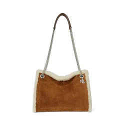 Torbica iz semiša Lauren Ralph Lauren rjava barva, 431980182