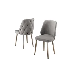 Hanah Home set trpezarijskih stolica Leja 6 kom, siva tkanina Babyface, hromirane metalne noge