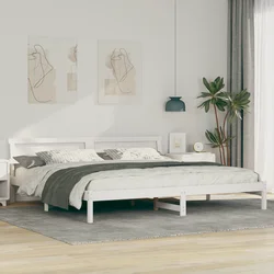 vidaXL Konstrukcija postelje Bela 200 cm x 200 cm Kovina in les