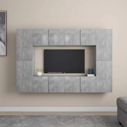 8-dijelni set TV ormarića siva boja betona konstruirano drvo