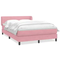 Vidaxl Box spring postelja z vzmetnico roza 160x210 cm žamet