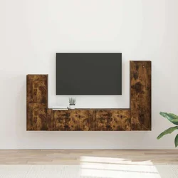 Set TV komoda Zidne 4 pcs Dimljeni hrast Konstruirano drvo