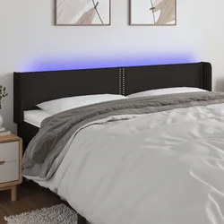 Vidaxl LED posteljno vzglavje črno 183x16x78/88 cm blago