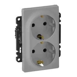 753326 DVOJNI VTIČ 2P+E/16A/250V VALENA LIFE ALU LE753326