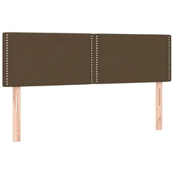 Vidaxl Posteljno vzglavje temno rjava 144x5x78/88 cm blago