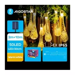 Aigostar - LED solarni dekorativni lanac 50xLED/8 funkcija 12m IP65 topla bela