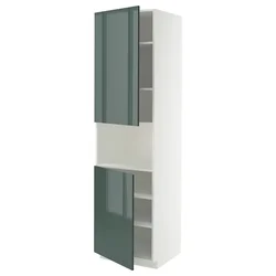 METOD Vis.orm.mikrotal2vrat/policama, bela/Kallarp tamna sivozelena visokog sjaja, 60x60x220 cm