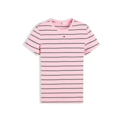 Tommy Jeans Majica ESSENTIAL roza/črna/bela