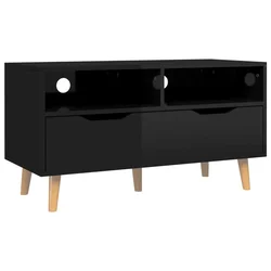 TV ormarić visoki sjaj crni 90 x 40 x 48,5 cm konstruirano drvo