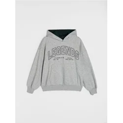 Sinsay - Oversize hoodie sa natpisom - svetlo siva