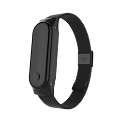 Kovinski pas za Xiaomi Mi Band 3 iz nerjavečega stekla - črn