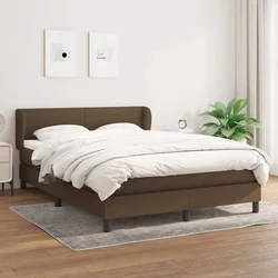 shumee Box spring postelja z vzmetnico temno rjava 140x200 cm blago