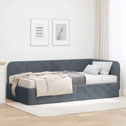 Kutni okvir kreveta Tamno siva 90 x 200 cm Baršun