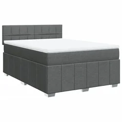 Vidaxl Box spring postelja z vzmetnico temno siva 160x200 cm blago