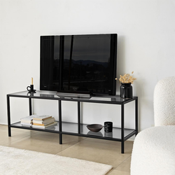 Hanah home TV Komoda Basic Tamnosivo-Crna