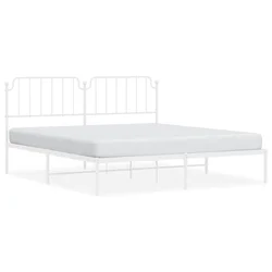 Vidaxl Kovinski posteljni okvir z vzglavjem bel 183x213 cm